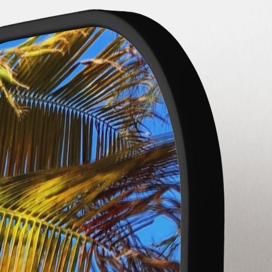 Tropical Palm Beach Foto Monogram Script Name Pickleball Schläger (Linke Seite)