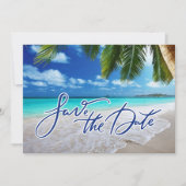 Tropical Palm Beach Hochzeit in Urlaubsort Foto Save The Date (Vorderseite)