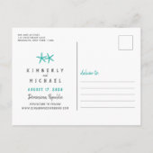 Tropical Palm Beach Hochzeit Save the Date Ankündigungspostkarte (Rückseite)