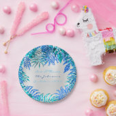 Tropical Palm Beach Ocean Blue Ocean Pink Turqoise Pappteller (Party)