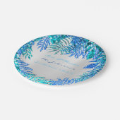 Tropical Palm Beach Ocean Blue Ocean Pink Turqoise Pappteller (Schrägansicht)