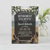 Tropical Palm Beach Retirement Party Einladung (Stehend Vorderseite)