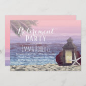 Tropical Palm Beach Starfish Lantern Retirement Einladung (Vorne/Hinten)