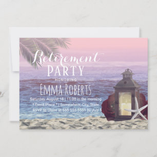 Tropical Palm Beach Starfish Lantern Retirement Einladung