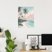 Tropical Palm Beach Watercolor Poster (Heimbüro)
