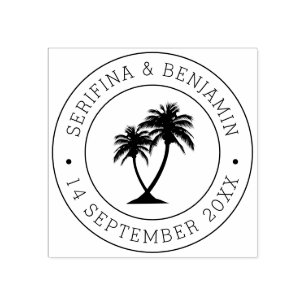 Tropical Palm Beach Wedding Custom Passport Briefm Gummistempel