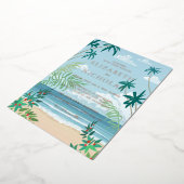 Tropical Palm Beach Wedding Folieneinladung (Gedreht)