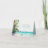 Tropical Palm Beach Wedding Platzkarte Broccoli Dankeskarte (Rückseite)