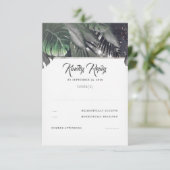 Tropical Palm Beach Wedding UAWG RSVP Karte (Stehend Vorderseite)