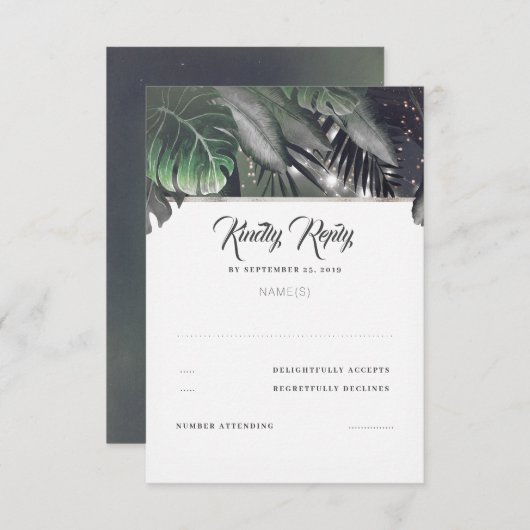 Tropical Palm Beach Wedding UAWG RSVP Karte (Vorne/Hinten)