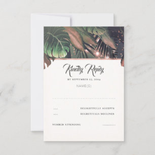Tropical Palm Beach Wedding UAWG RSVP Karte