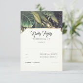 Tropical Palm Beach Wedding UAWG RSVP Karte (Stehend Vorderseite)