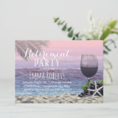 Tropical Palm Beach Wine Retirement Party Einladung (Stehend Vorderseite)