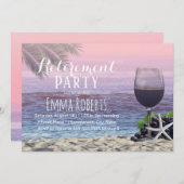 Tropical Palm Beach Wine Retirement Party Einladung (Vorne/Hinten)