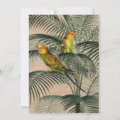 Tropical Palm Birds Elegante Rustikale Goldhochzei Einladung (Rückseite)