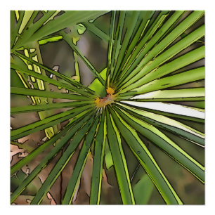 Tropical Palm Black Kontur Art Poster