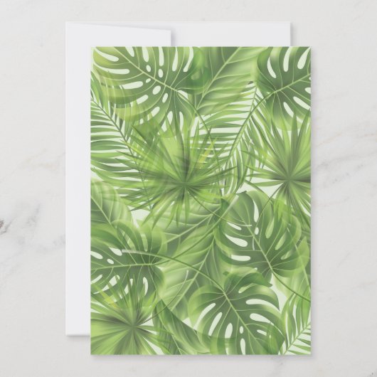 Tropical Palm Blätter Abschluss Einladung (Rückseite)