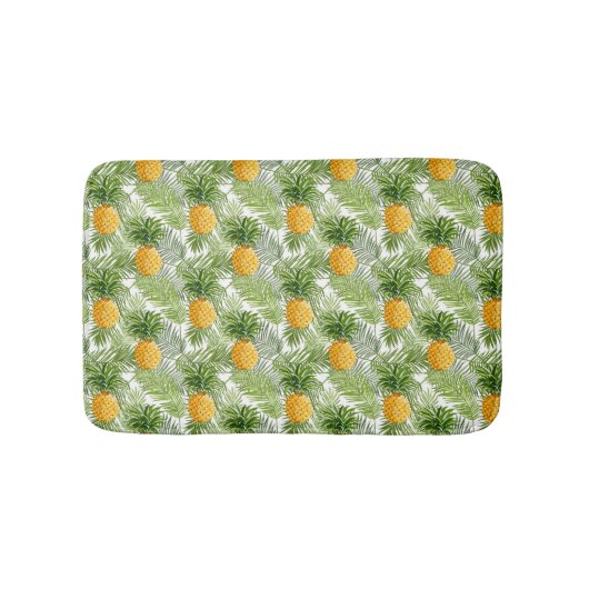 Tropical Palm Blätter & Ananas Badematte (Vorderseite)