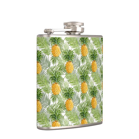 Tropical Palm Blätter & Ananas Flachmann (Rechts)