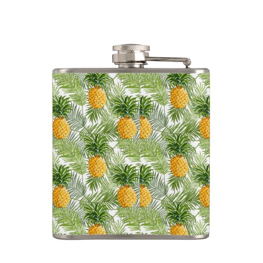 Tropical Palm Blätter & Ananas Flachmann (Rückseite)