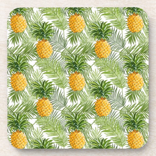 Tropical Palm Blätter & Ananas Getränkeuntersetzer (Vorderseite)