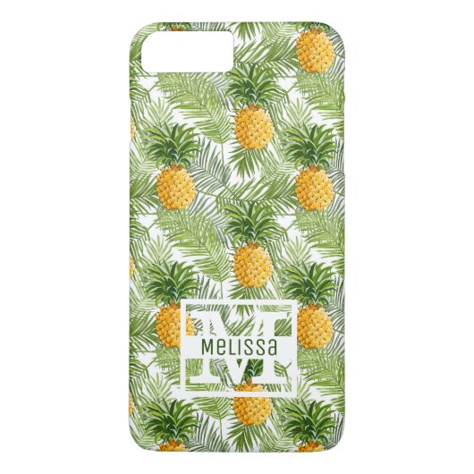 Tropical Palm Blätter & Ananas | Name hinzufügen Case-Mate iPhone Hülle (Rückseite)