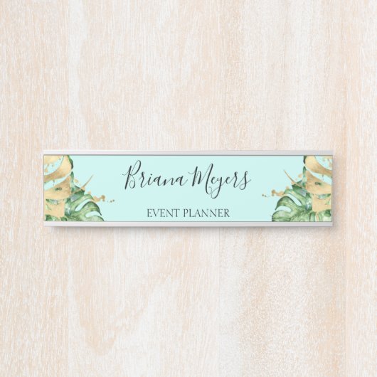 Tropical Palm Blätter Aquamarin Business Türschild (Vorderseite )