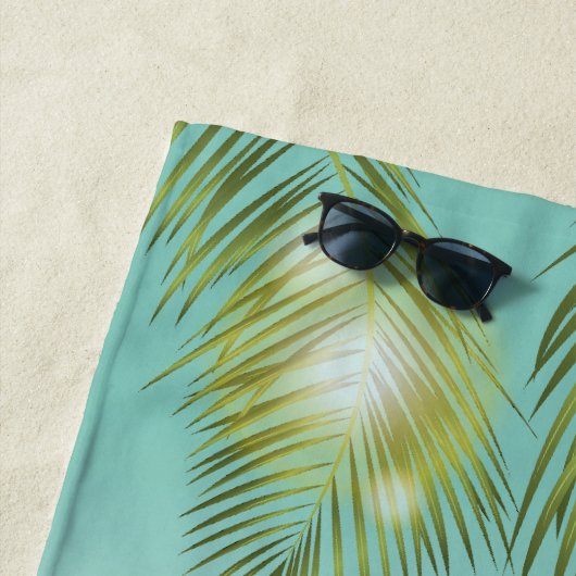 Tropical Palm Blätter Aquamarin Ocean Sand Beach W Strandtuch (Beispiel)