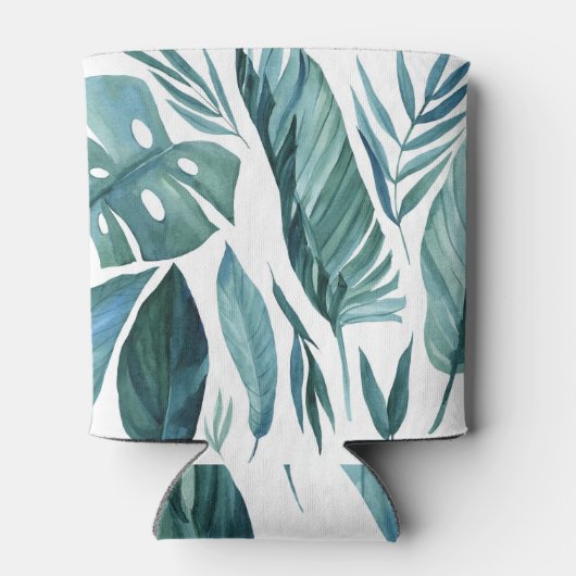Tropical Palm Blätter: Aquarellfarben Set. Dosenkühler (Rückseite)
