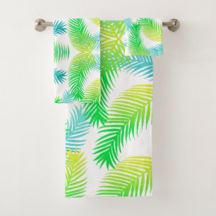 Tropical Palm Blätter Badetuch Set - Modernes Grün