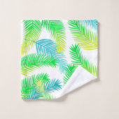 Tropical Palm Blätter Badetuch Set - Modernes Grün (Waschlappen)