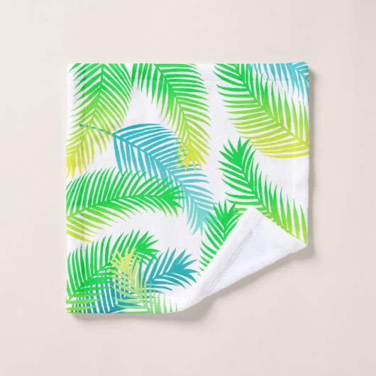 Tropical Palm Blätter Badetuch Set - Modernes Grün (Waschlappen)