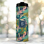 Tropical Palm Blätter Beach Pattern Mit Monogramm Thermosbecher