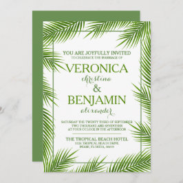 Tropical Palm Blätter Beach Wedding Einladung