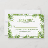 Tropical Palm Blätter Beach Wedding RSVP Karte (Vorderseite)
