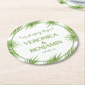 Tropical Palm Blätter Beach Wedding Runder Pappuntersetzer (Angewinkelt)