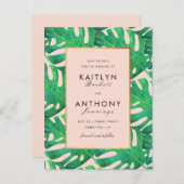 Tropical Palm Blätter Beach Wedding Save the Date Ankündigungspostkarte (Vorne/Hinten)