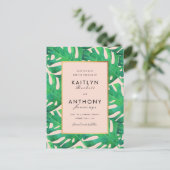 Tropical Palm Blätter Beach Wedding Save the Date Ankündigungspostkarte (Stehend Vorderseite)