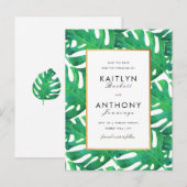 Tropical Palm Blätter Beach Wedding Save the Date Ankündigungspostkarte (Vorne/Hinten)