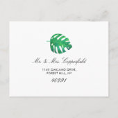 Tropical Palm Blätter Beach Wedding Save the Date Ankündigungspostkarte (Rückseite)