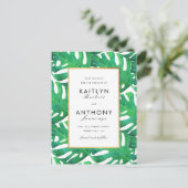 Tropical Palm Blätter Beach Wedding Save the Date Ankündigungspostkarte (Stehend Vorderseite)