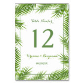 Tropical Palm Blätter Beach Wedding Tischnummer (Vorderseite)