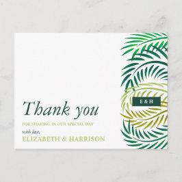 Tropical Palm Blätter, Beach Wedding Vielen Dank Postkarte