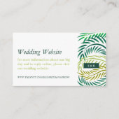 Tropical Palm Blätter, Beach Wedding Website Begleitkarte (Vorderseite)