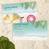 Tropical Palm Blätter Blue Ocean Beach Travel Agen Visitenkarte