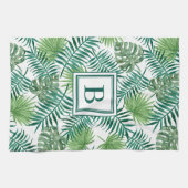 Tropical Palm Blätter Botanical Pattern Monogram Geschirrtuch (Horizontal)