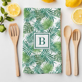 Tropical Palm Blätter Botanical Pattern Monogram Geschirrtuch