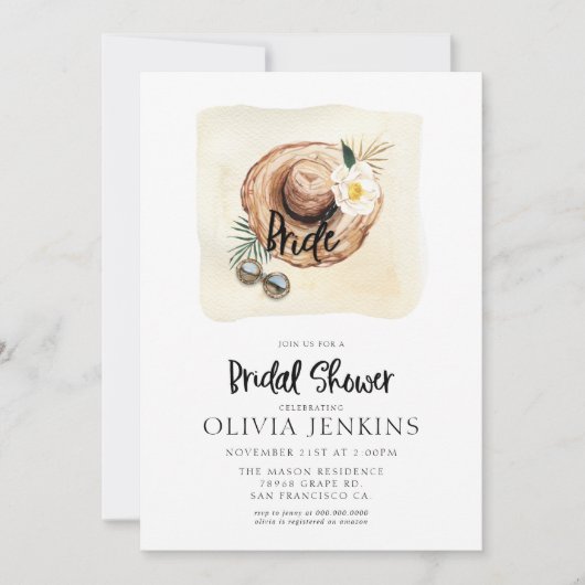 Tropical Palm Blätter Bridal Dusche Einladungen (Vorderseite)