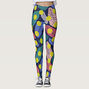 Tropical Palm Blätter Bunte Pickleball Sport Leggings