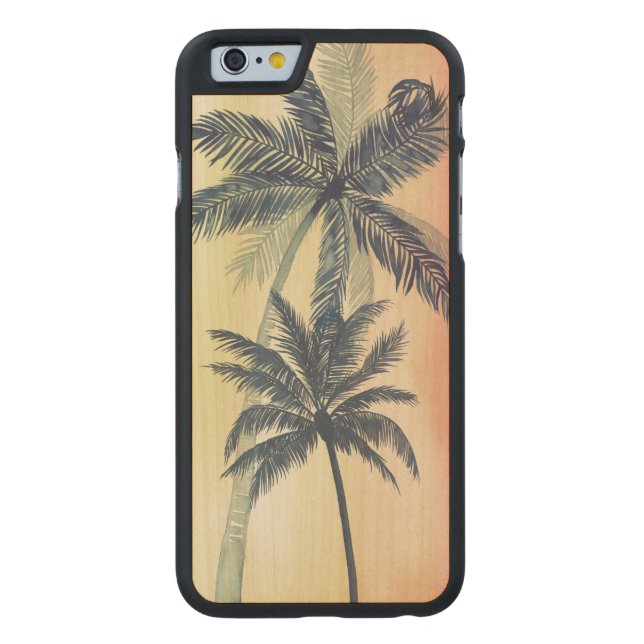 Tropical Palm Blätter Carved Wood iPhone Hülle (Rückseite)
